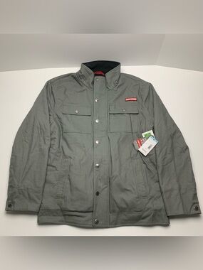 Craftsman Canvas Work Jacket Gray Heavy Duty Fleece Lined Coat Mens Size XL